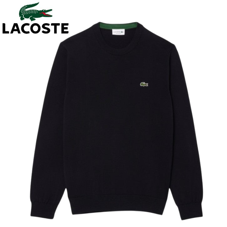 Lacoste Crew Neck Black Cotton Knit Black