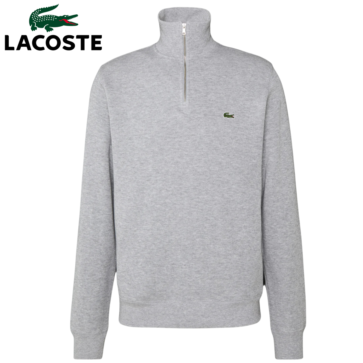 Lacoste High Neck Zip Silver Sweatshirt Grey