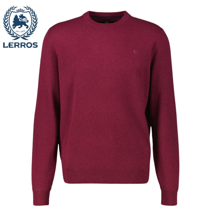 Lerros Merino Wool Wine Crew Neck Knit Wine