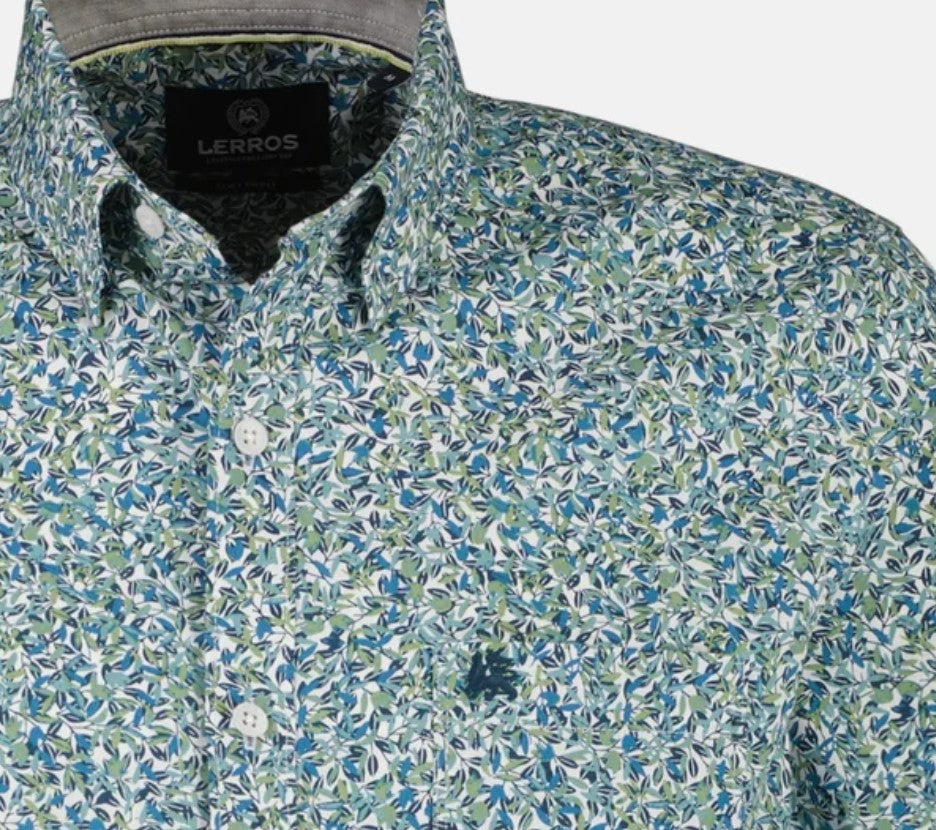 Lerros Floral Print Mineral Blue Shirt Blue