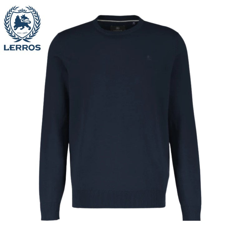 Lerros Merino Wool Navy Crew Neck Knit Navy