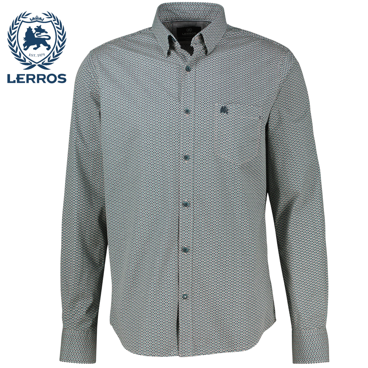 Lerros Pattern Print Gravel Beige Shirt Beige