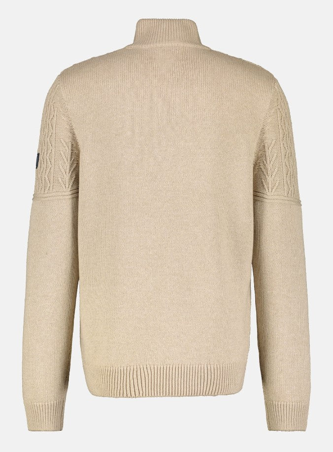 Lerros Cable Knit Quarter Zip Beige Knit Beige