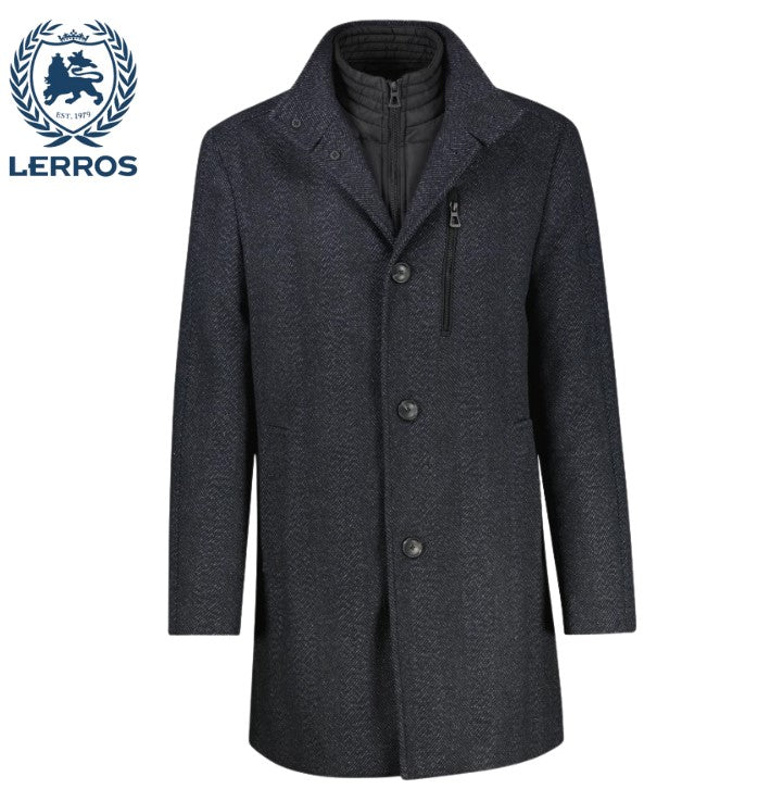 Lerros Wool Look Coat With Vest Insert Grey