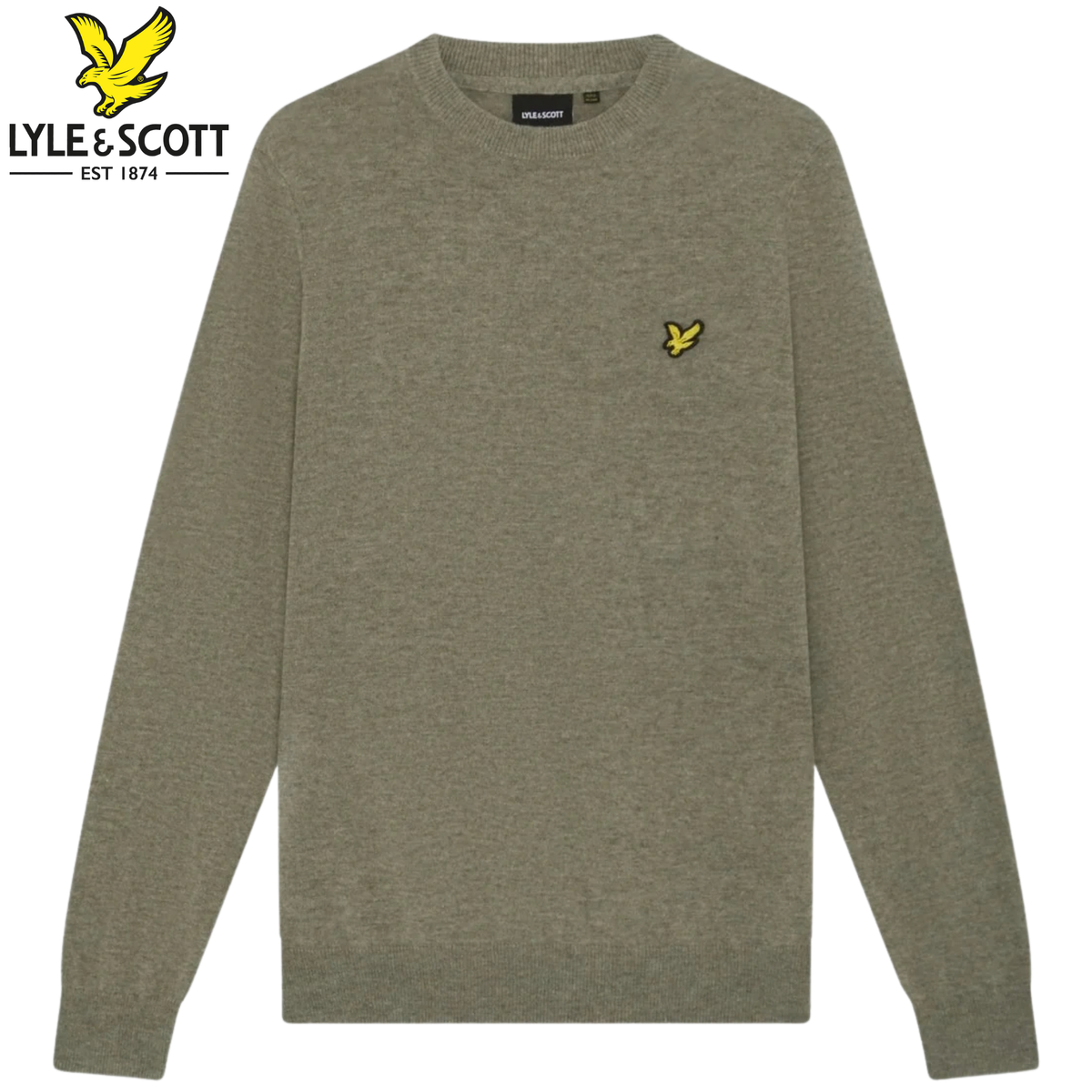 Lyle & Scott Wool Khaki Smoke Knit Green