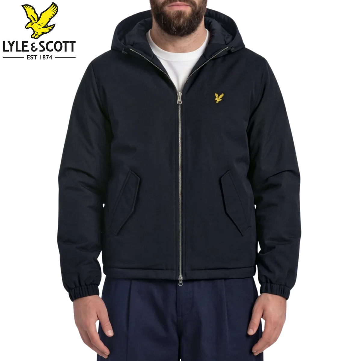 Lyle & Scott Padded Hooded Jacket Navy