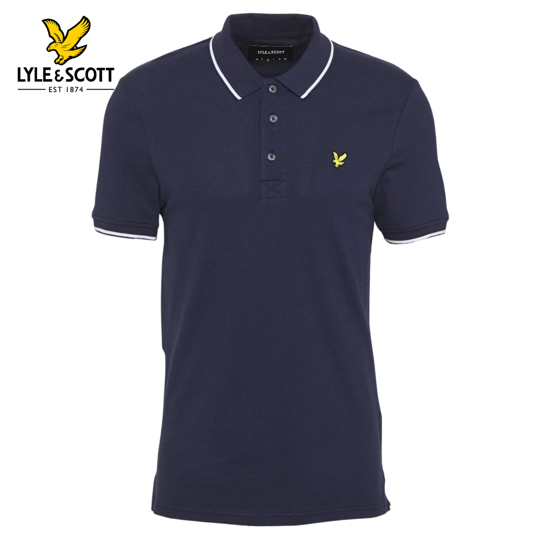 Lyle & Scott Navy Tipped Collar Polo Navy