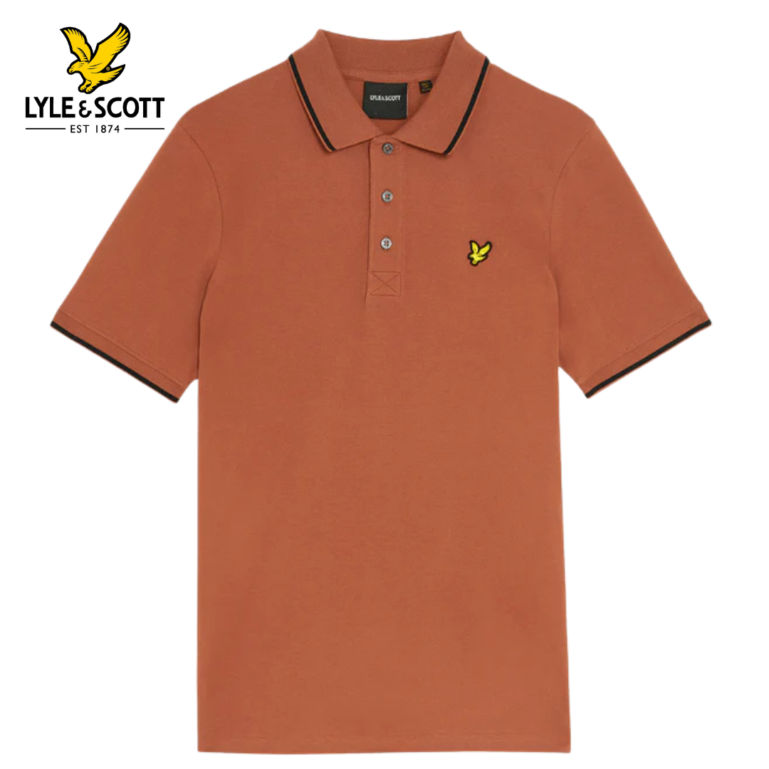 Lyle & Scott Tipped Collar Brick Polo Orange