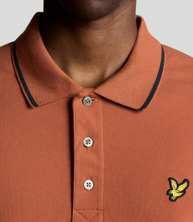 Lyle & Scott Tipped Collar Brick Polo Orange