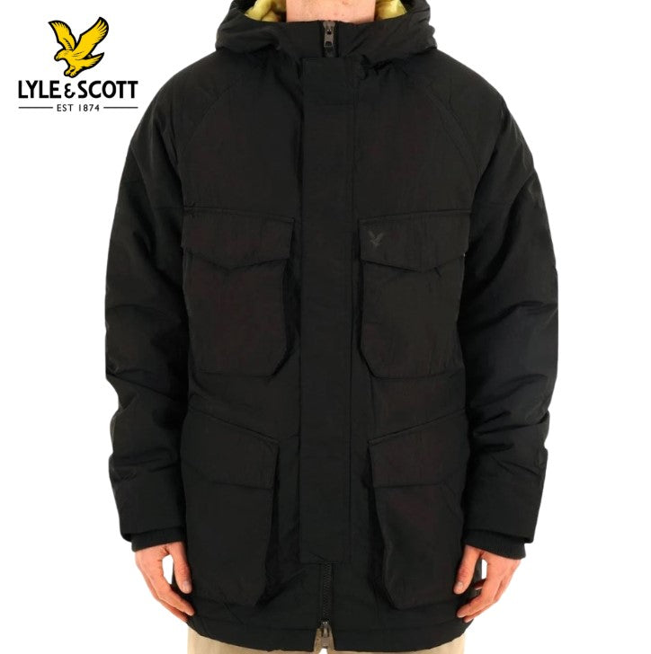 Lyle & Scott Tactial Wadded Parka Jacket Black