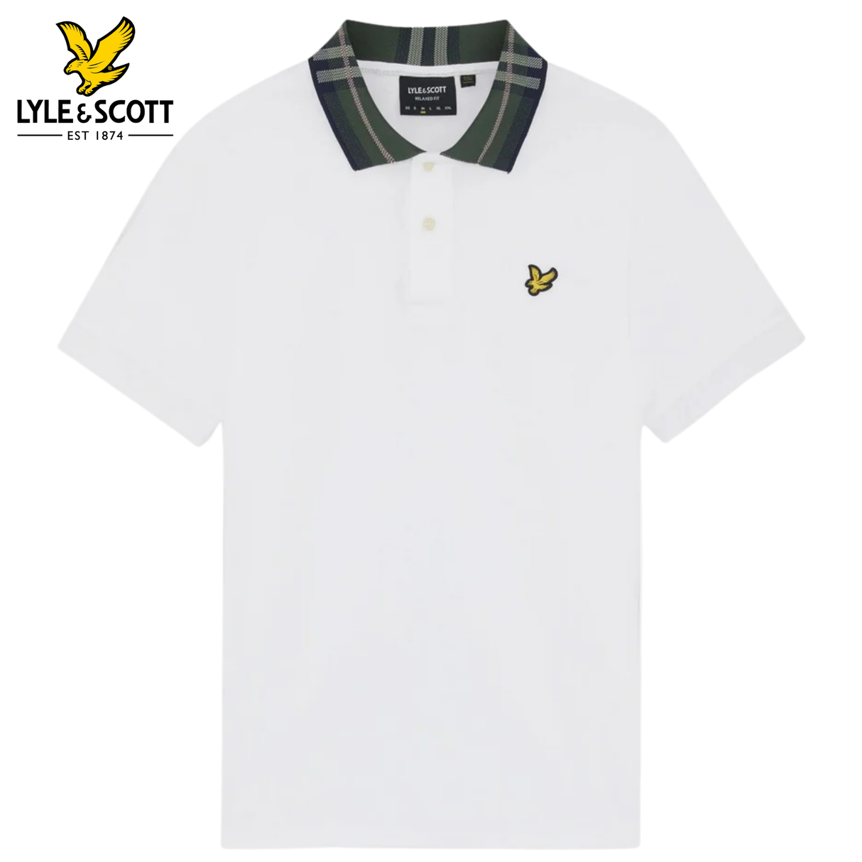 Lyle & Scott Tartan Collar White Polo Shirt
