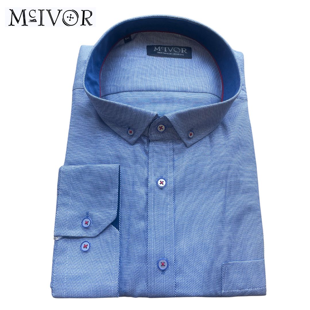 Mc Ivor Martin Denim Fleck Detail Shirt Blue