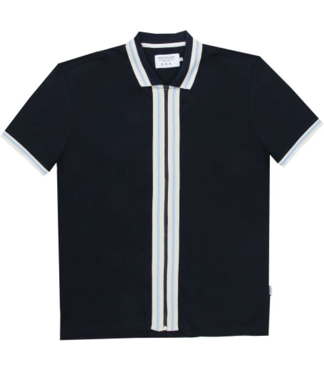 Mish Mash Belgrade Stripe Polo Shirt Navy