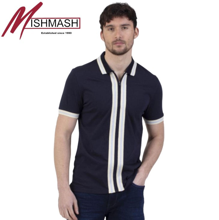 Mish Mash Belgrade Stripe Polo Shirt Navy