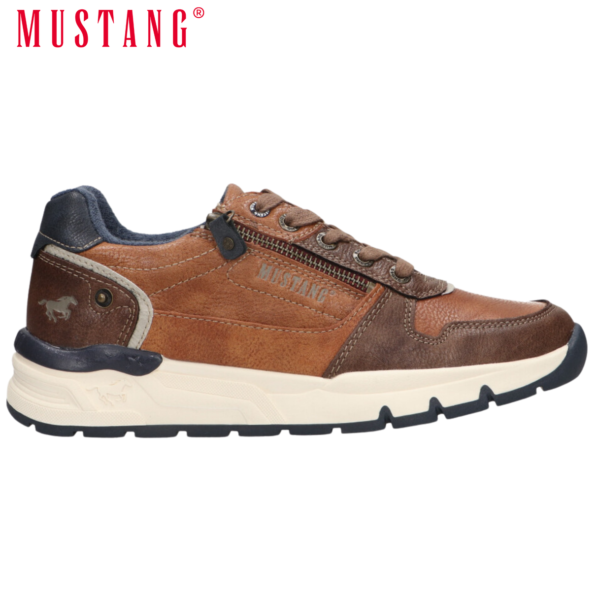 Mustang Side Zip Cognac Runners Brown
