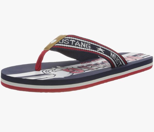 Mustang Red & Black Flip Flops Black