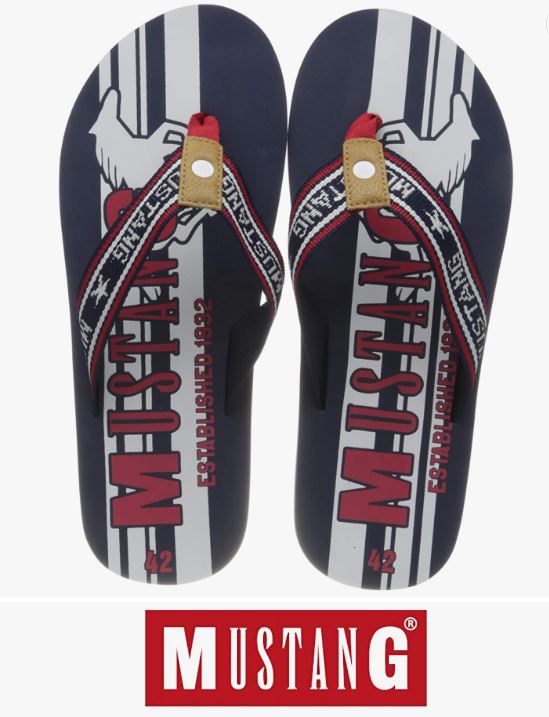 Mustang Red & Black Flip Flops Black