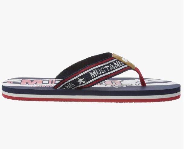 Mustang Red & Black Flip Flops Black
