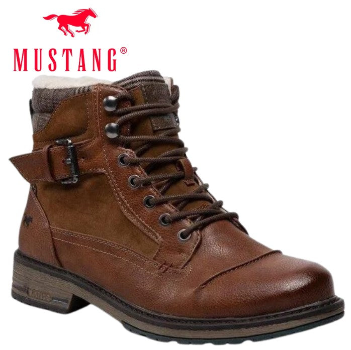 Mustang Fur Lined Cognac Boots Brown