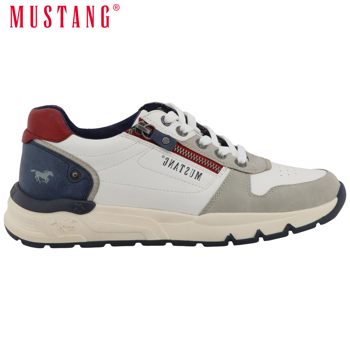 Mustang Side Zip White Sneakers White
