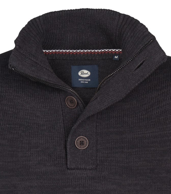 Petrol Logan Quarter Zip Black Knit Black