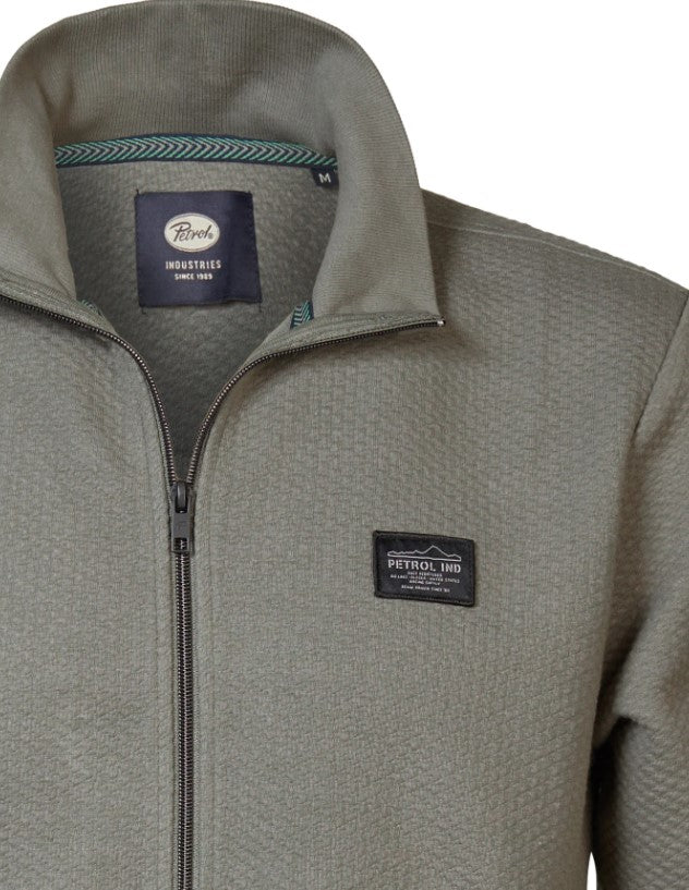 Petrol Sitka Full Zip Rib Green Sweater Green