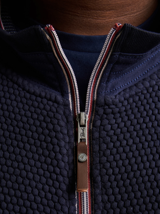 Petrol Sitka Full Zip Rib Navy Sweater Navy