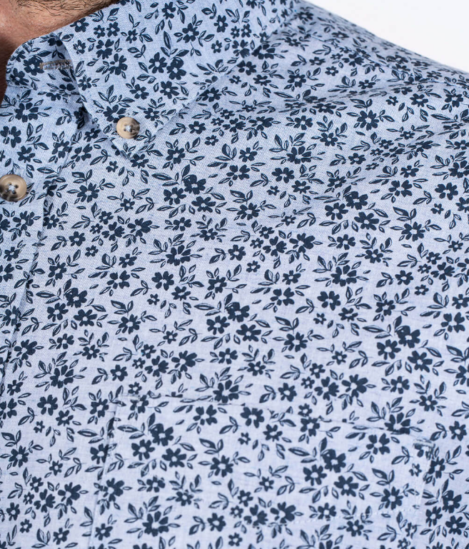 Pre End Chris Print Short Sleeve Shirt Blue
