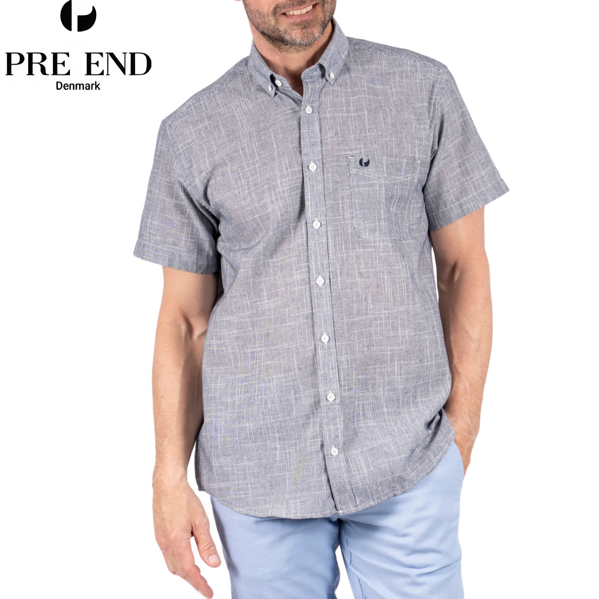 Pre End Edwin Twill Short Sleeve Shirts Navy