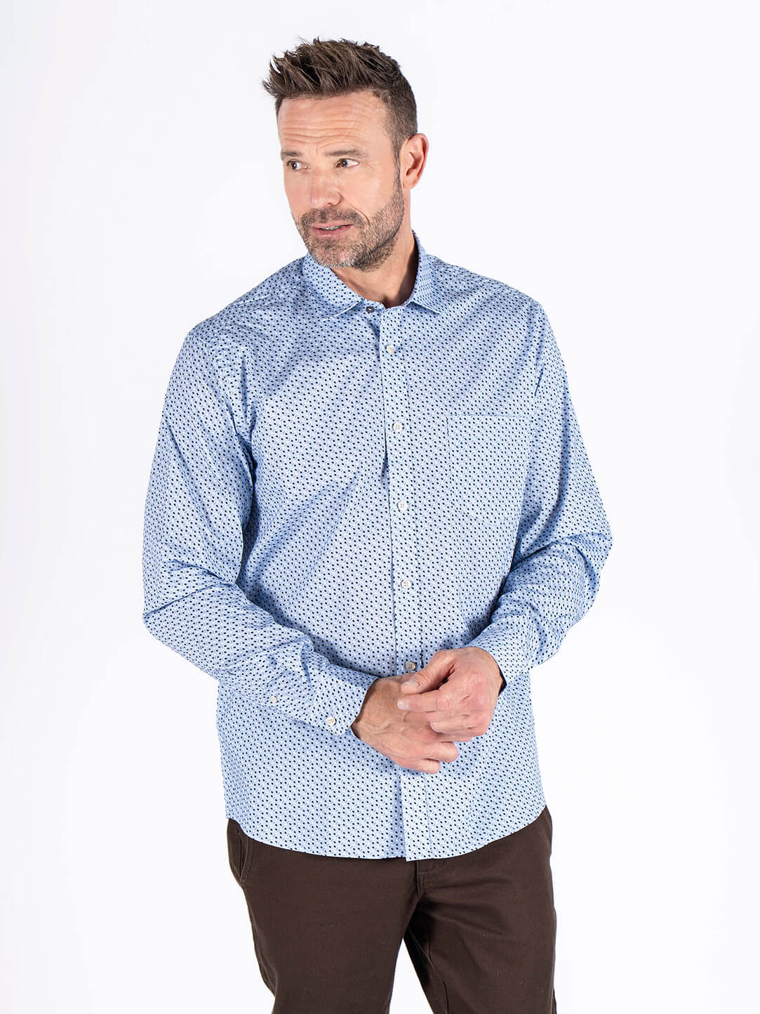 Pre End Oscar Print Blue Shirt Blue