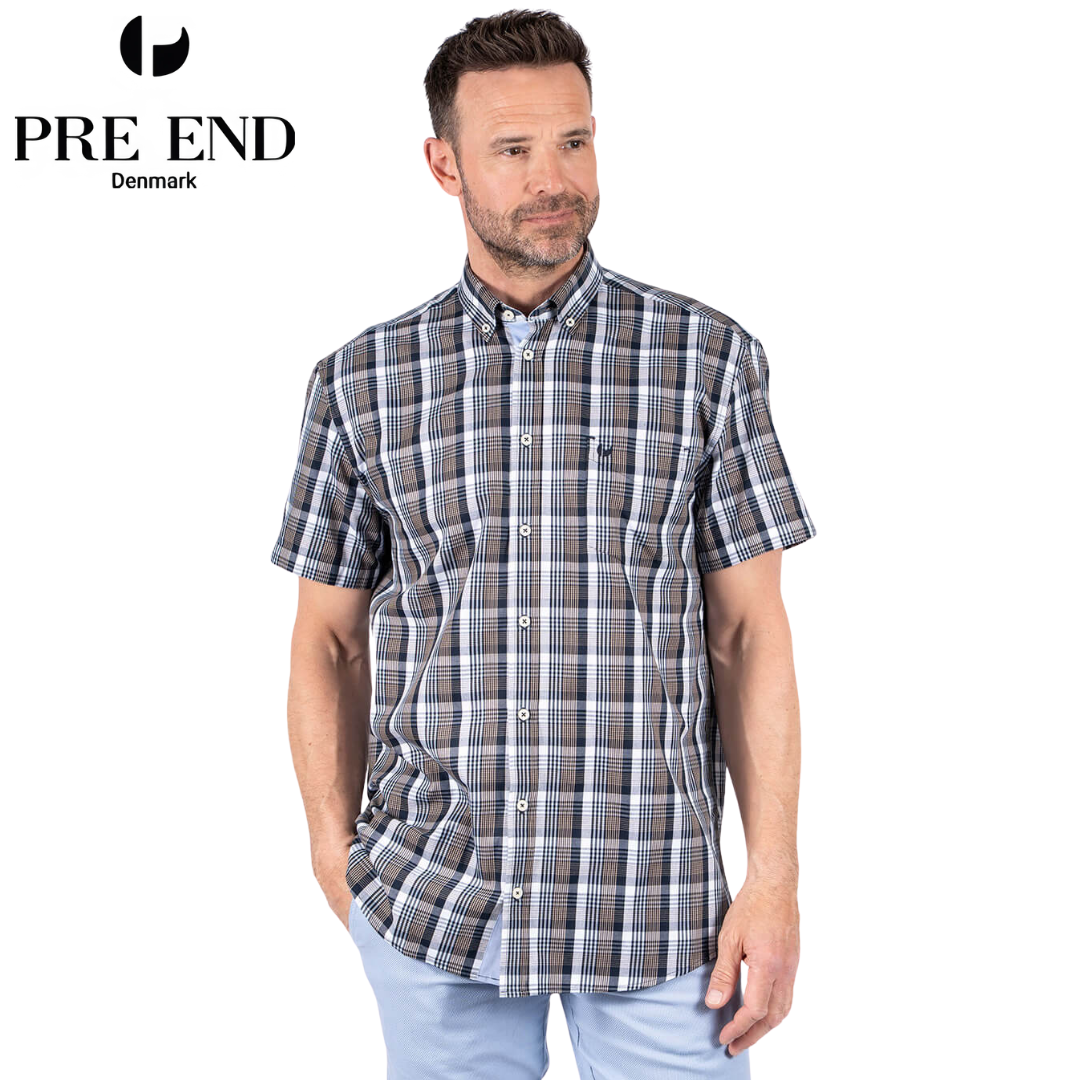 Pre End Rome Check Short Sleeve Sapphire Navy