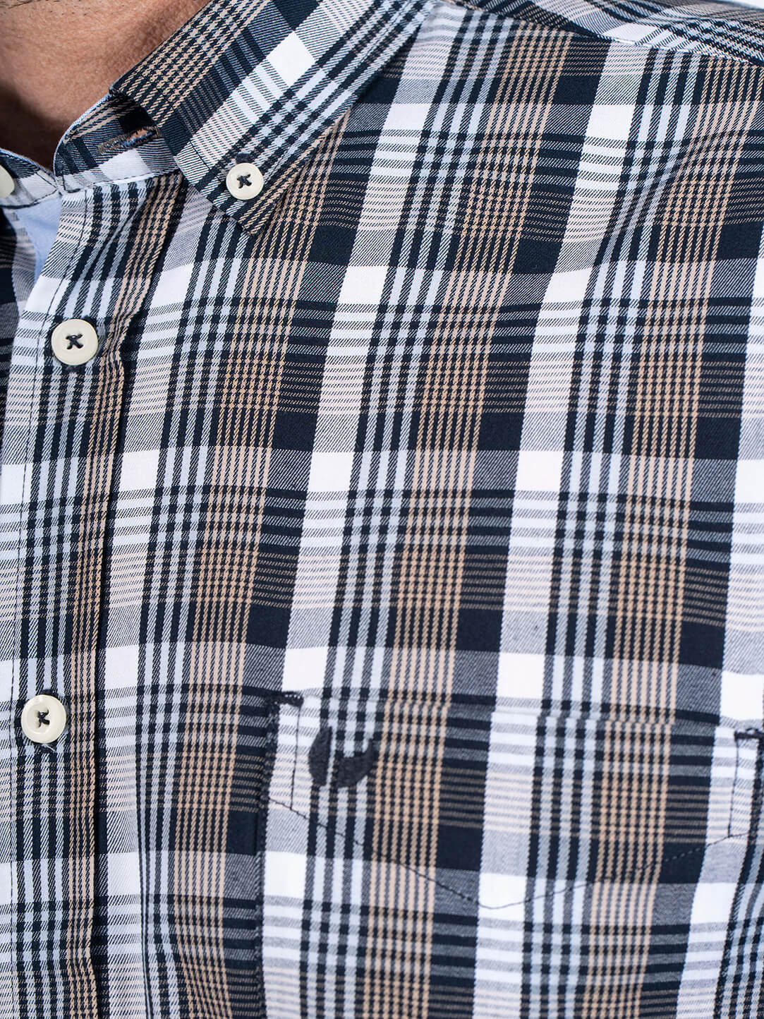 Pre End Rome Check Short Sleeve Sapphire Navy