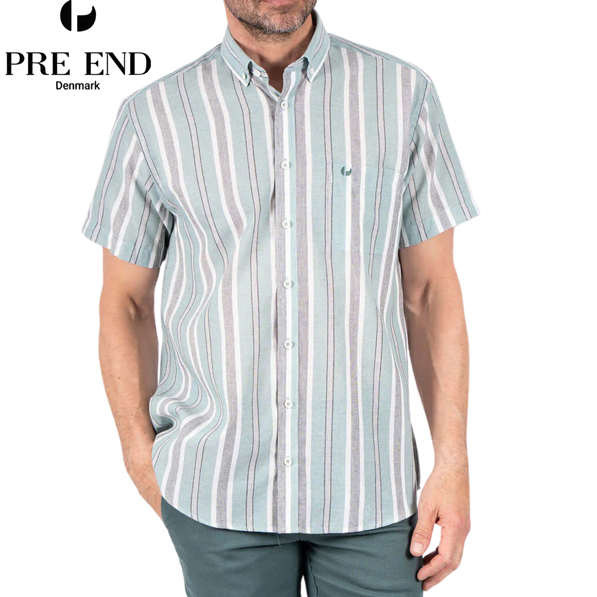 Pre End Ryder Stripe Short Sleeve Shirt Green