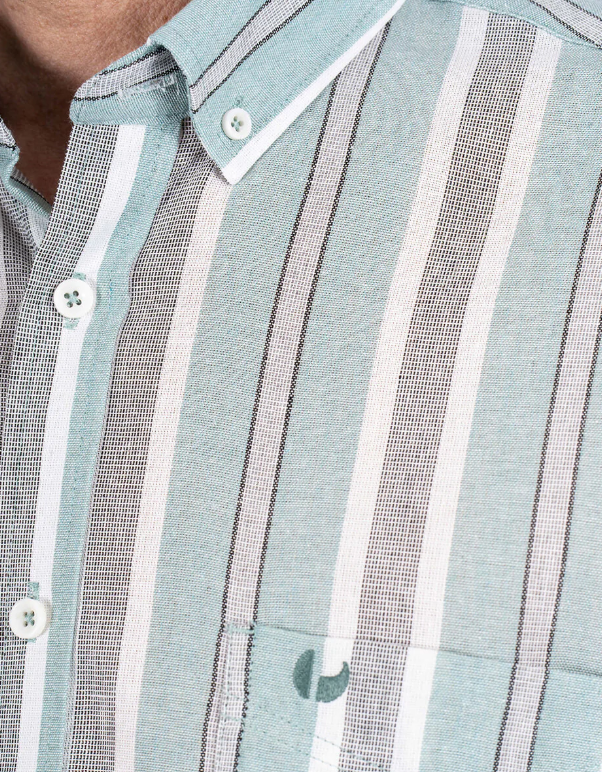 Pre End Ryder Stripe Short Sleeve Shirt Green