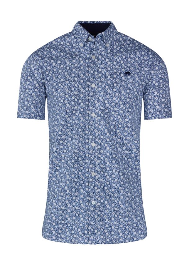 Raging Bull Blossom Print Poplin Shirt Navy