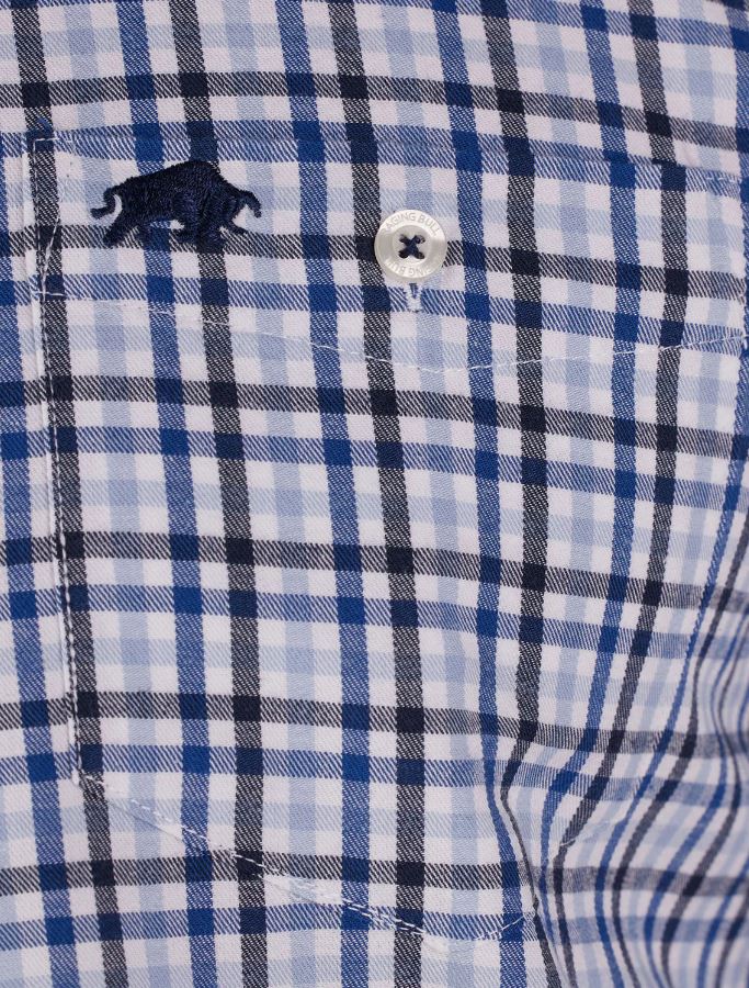 Raging Bull Brushed Cotton Check Shirt Blue