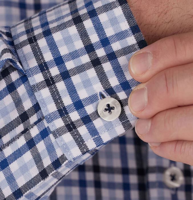 Raging Bull Brushed Cotton Check Shirt Blue