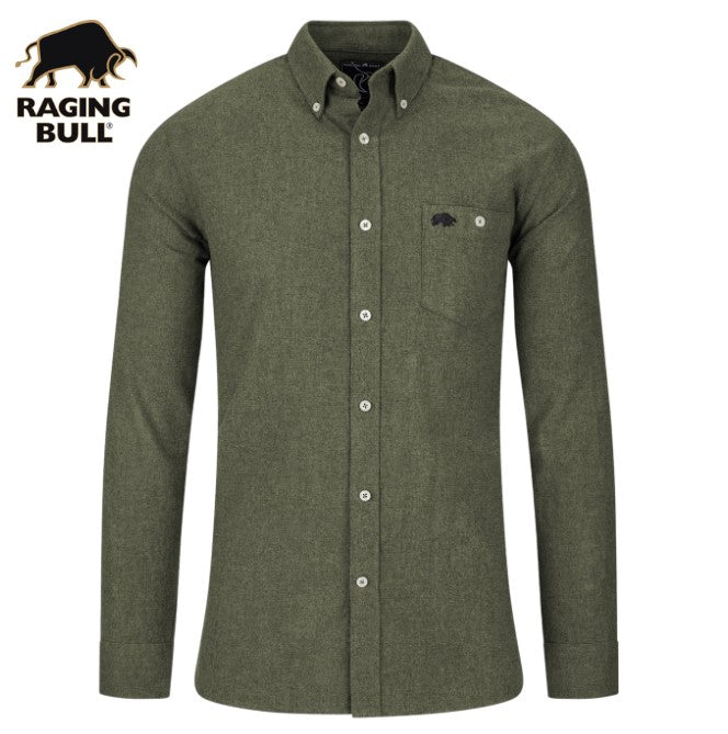 Raging Bull Brushed Twill Khaki Shirt Green