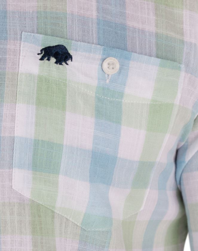 Raging Bull Linen Check Mint Shirt Green
