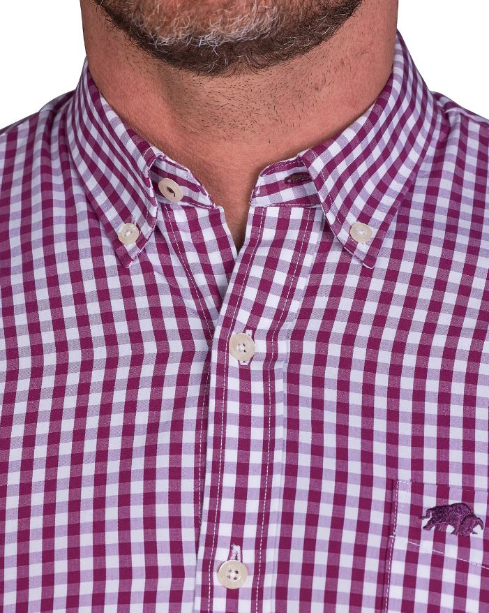Raging Bull Classic Burgundy Check Shirt Purple