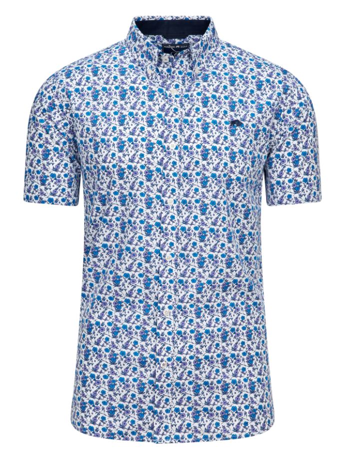 Raging Bull Flower Print Purple Shirt Purple