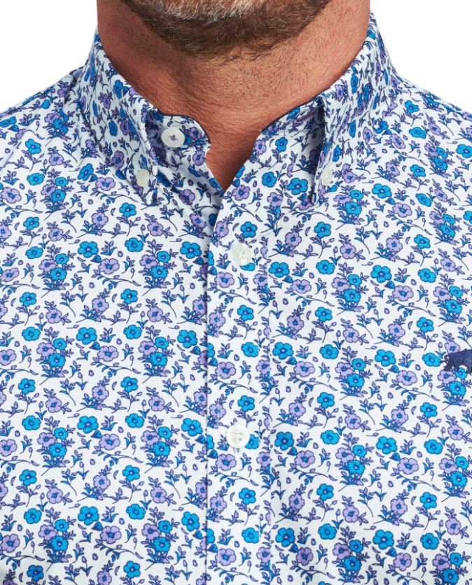 Raging Bull Flower Print Purple Shirt Purple