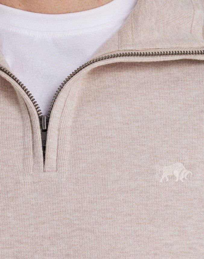 Raging Bull French Rib Quarter Zip Knit Beige
