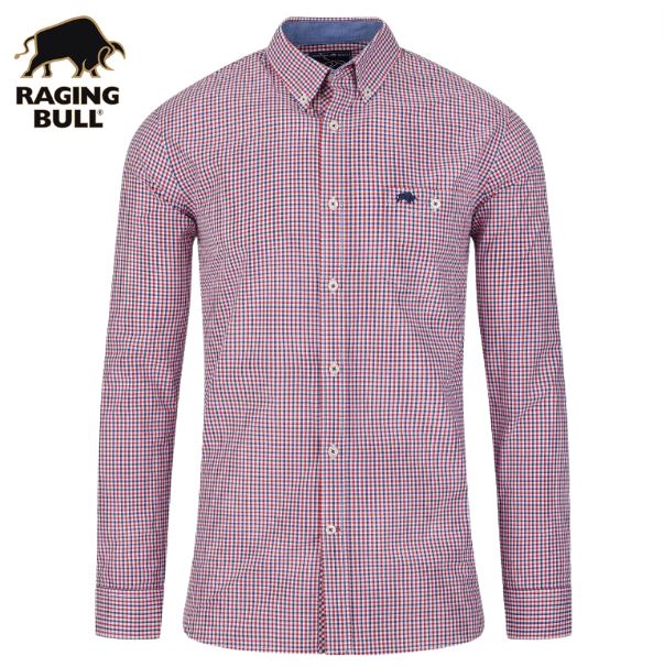 Raging Bull Poplin Gingham Red Shirt Red