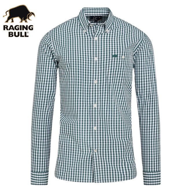 Raging Bull Gingham Forest Green Shirt Green