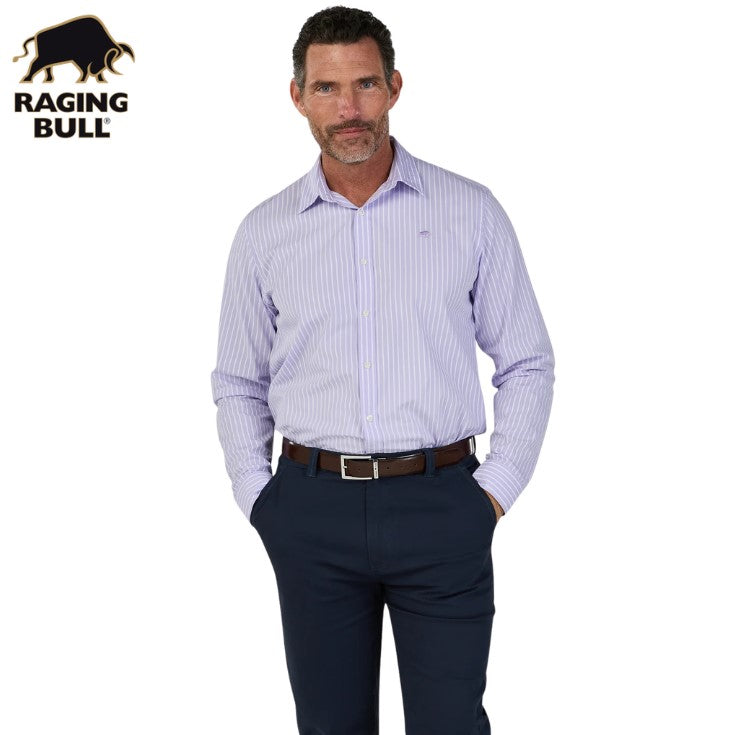 Raging Bull Lilac Poplin Stripe Shirt Purple