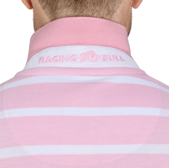 Raging Bull Birdseye Stripe Pique Polo Pink