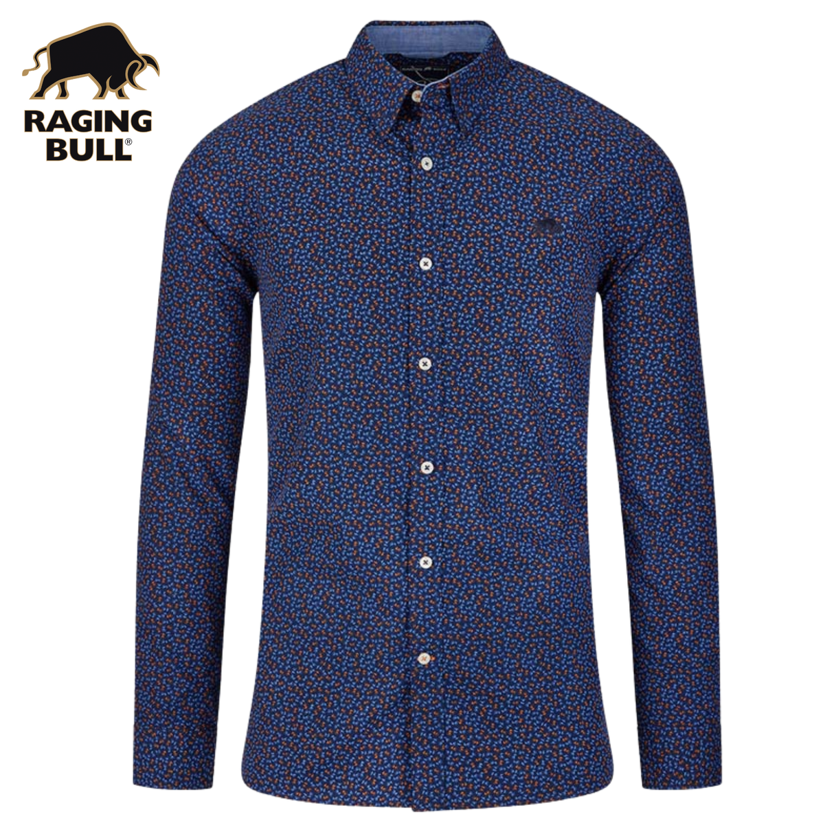 Raging Bull Ditsy Floral Print Shirt Navy