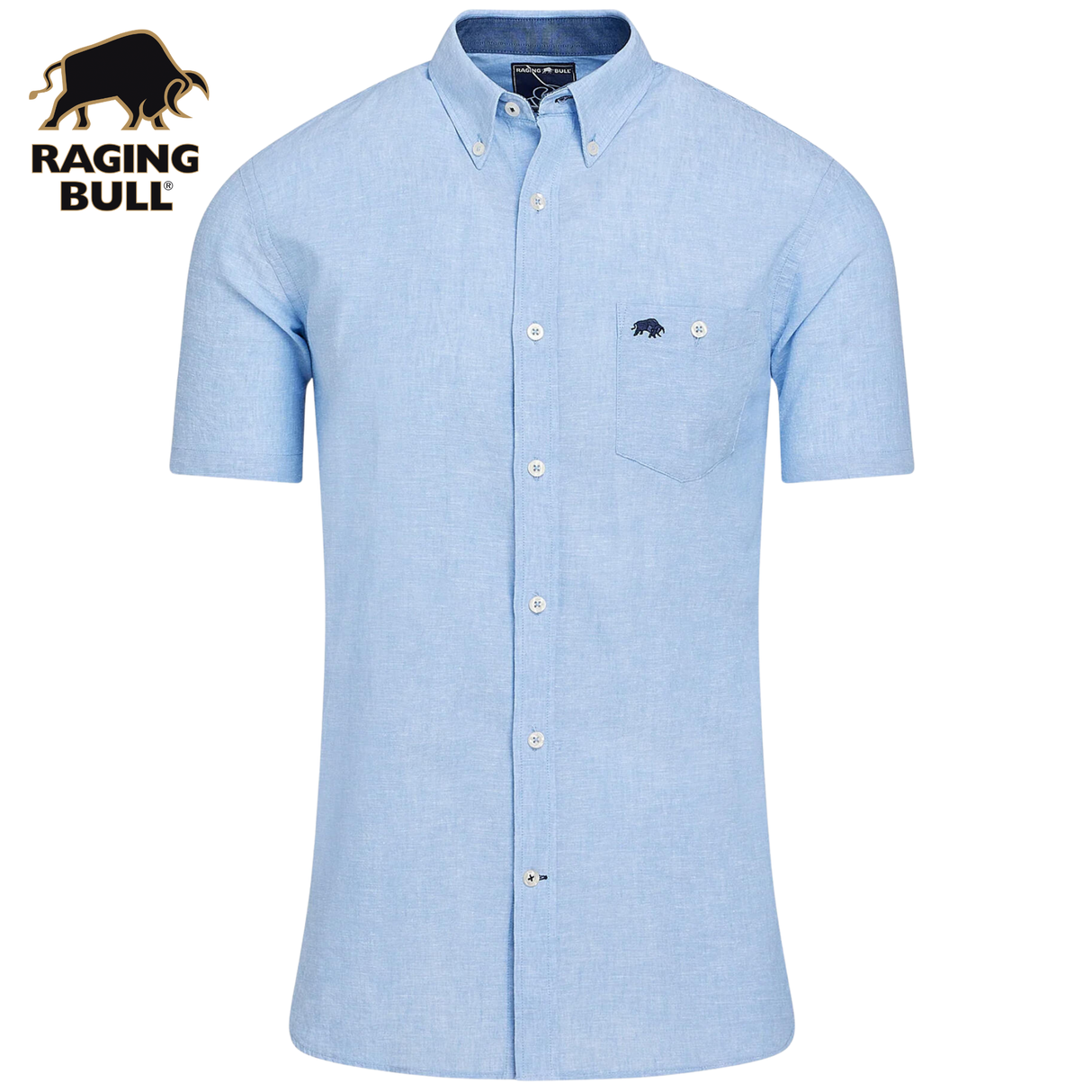 Raging Bull Classic Blue Linen S/S Shirt Blue