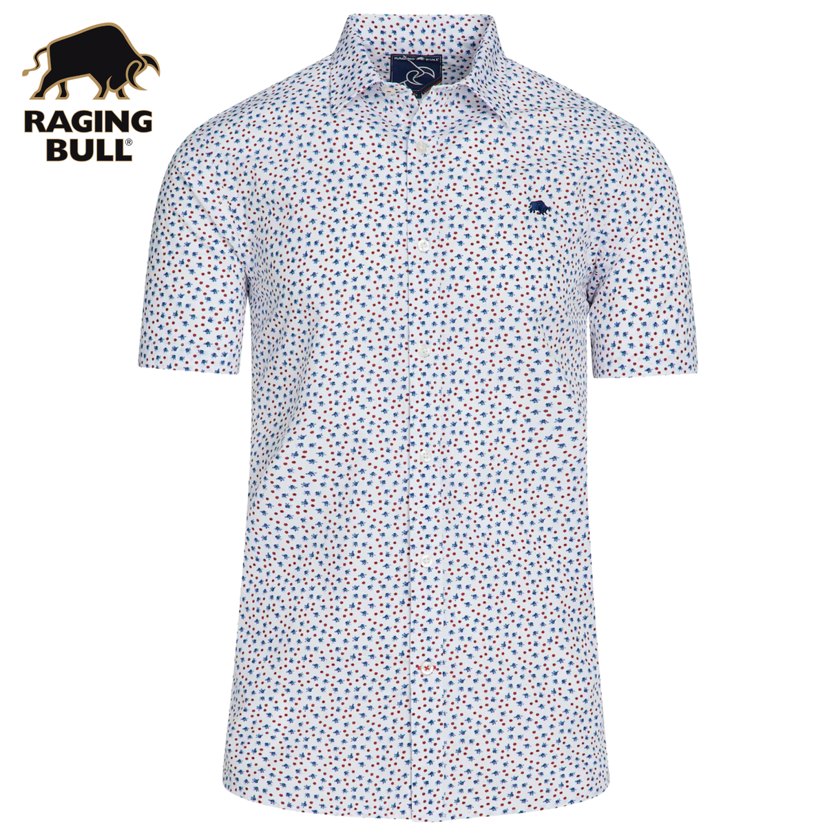 Raging Bull Micro Floral Print Shirt White